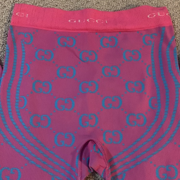 Gucci GG Jacquard Tubular Leggings Pink/Blue Size S - Picture 4 of 11